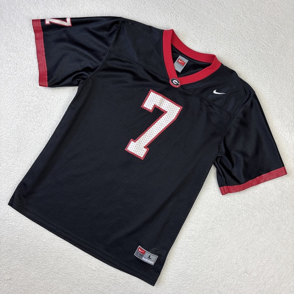 GEORGIA BULLDOGS x NIKE Youth Football Jersey Large Black/Red #7 Boys Kids Mesh